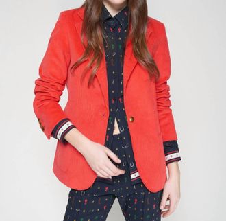Vilagallo Textured Corduroy Blazer In Salmon
