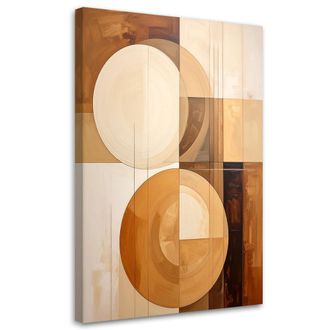 Feeby Cuadro En Lienzo, C&iacute;rculos Geom&eacute;tricos En Tonos Beige, 80x120