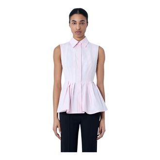 Sportmax Sportmax, Shirts, female, Pink, Size: 2XS Sleeveless Pleated Blouse