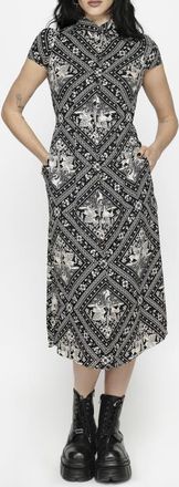 Disturbia Hexweave Fitted Midi Shirt Dress in Black at Nordstrom, Size 14