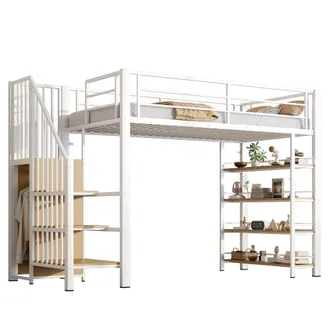 STILVORA Letto A Soppalco Singolo Con Scala Contenitore, Armadio Compatto E Mensole, 90 X 200 Cm, Senza Materasso