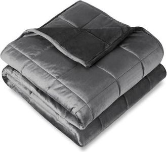 Bare Home Minky Fleece Weighted Blanket in Grey at Nordstrom, Size 15 Lb