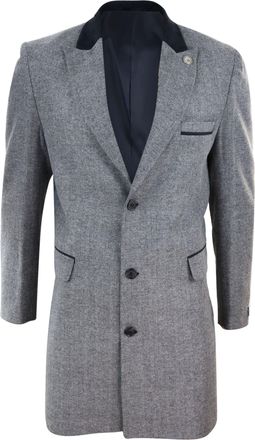 TruClothing 3/4 Long Overcoat Herringbone Tweed Peaky Blinders