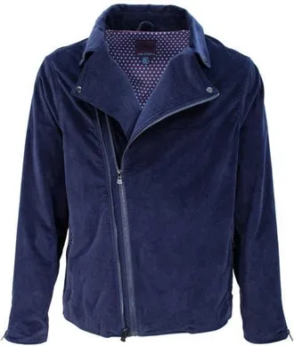 Lords of Harlech Rocky Velvet Biker Jacket in Velvet Navy at Nordstrom, Size X-Large