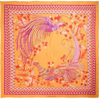 Ferragamo Animals Print Silk Square Scarf in Arancio Fucsia at Nordstrom
