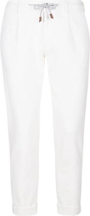 Eleventy Joggingbroek met su&egrave;de details - Heren - Slim Fit Broeken - Wit - W36 - Su&egrave;de - Broeken
