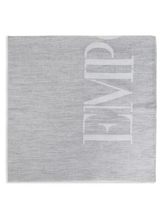 Emporio Armani logo scarf - men - Cotton/Modal - One Size - Grey