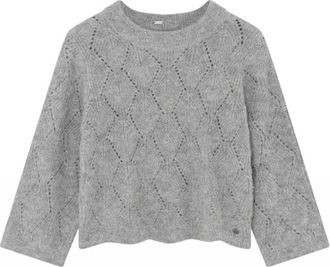 Gustav Round-neck Knitwear, female, Gray, Size: 2XL Hole Pattern Knit Sweater