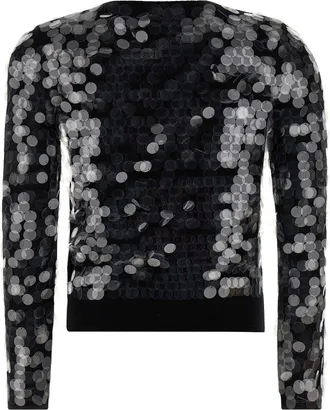 Max Mara Sequin-Embellished Wool Cardigan - Black