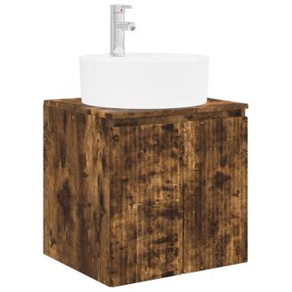 vidaXL Vanidad Con Lavabo De Pared Roble Ahumado 49,5 X 44,5 X 65 Cm Vidaxl