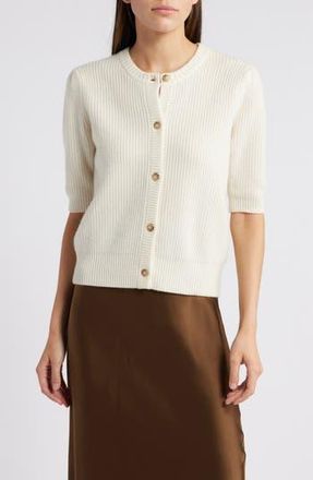 Frame Denim Shrunken Rib Wool & Cashmere Cardigan in Cream at Nordstrom Rack, Size Large