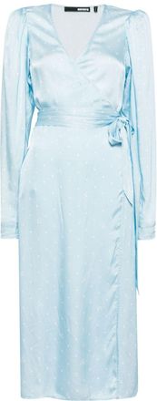 Never Fully Dressed textured midi wrap dress - women - Viscose - 38 - Blue