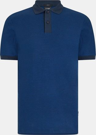 HUGO BOSS Mens Collared Neck Button Placket Polo Shirt in Dark Blue - Size Medium