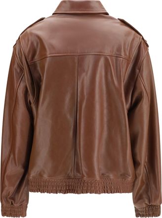 Arma Womens Astra Vegetal Leather Jacket Dark Copper Lamb Ovis Aries