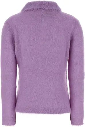 Chlo&eacute; Womens Wool-Blend With Embroidered Collar Polo Shirt Purple Nylon
