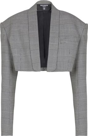 Balmain Giacca crop in pied-de-poule - Grigio