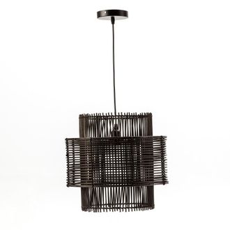 Els Banys L&aacute;mpara techo metal-ratan acabado negro