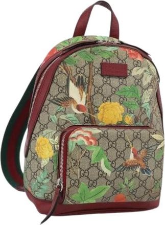 Gucci Pre-owned Vintage Canvas Rugzak - Dames - Vintage Rugzakken - Beige - ONE Size - Leer - Vintage