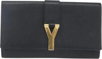 Saint Laurent Pre-owned Clutches, female, Black, Size: ONE SIZE Pre-owned Leather Clutch