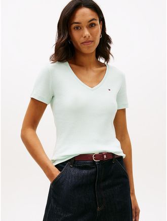 Tommy Hilfiger Womens V-Neck Favorite T-Shirt - Green - XXL