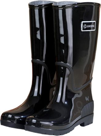 Generic Womens Wellies Outdoor Slip Mid Calf Rain Boots For Hiking Camping Daily Wear Comfortable Low Heel Fashionable Ladies Waterproof Thick Sole High Calf 