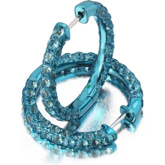 Graziela Large Swiss Blue Topaz & Blue Rhodium 3 Sided Hoops at Nordstrom