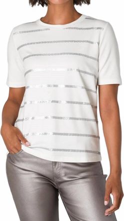 Yest Oldwina Metallic Sequin T-Shirt In White