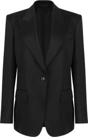 Tom Ford Jassen, Dames, Zwart, M, Wol, Zwarte single-breasted blazer