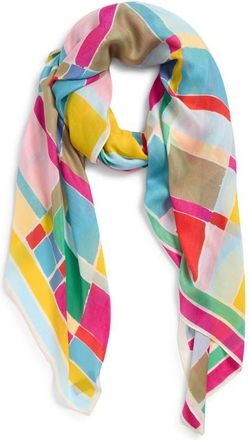 Echo Painted Plaid Wrap in White Multi at Nordstrom