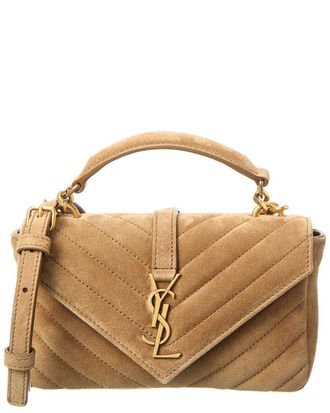 Saint Laurent College Mini Suede Shoulder Bag