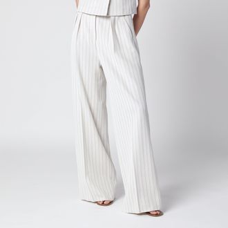 Max Mara Pantalone ampio in jersey piquet gessato