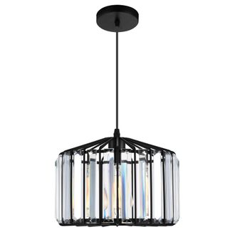 CWI Lighting Alethia 1 Light Drum Shade Pendant With Black Finish