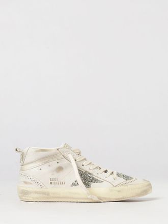 Golden Goose Mid-Star Distressed Trainers in Leather with Glitter Details