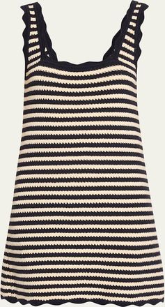 Ciao Lucia Domeka Stripe Crochet-Knit Mini Dress