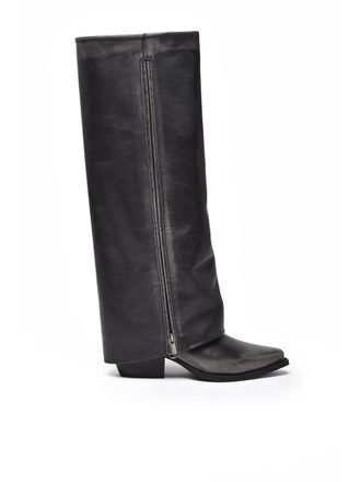 M&eacute;tisse Grey Leather Texan Boots