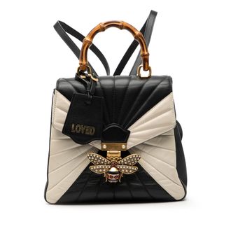 Gucci Pre-owned Womens Bicolor Calfskin Bamboo Trapuntata Queen Margaret Backpack - Black Leather - One Size