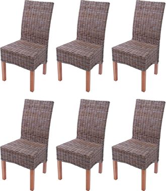 Hhg Hhg - Lote De 6 Sillas De Comedor Silla De Mimbre Silla M44, Rat&aacute;n Kubu, Sin Coj&iacute;n De Asiento