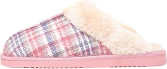 Jo & Joe Thyme Pink Womens Tartan Mule Slipper - Size 7 UK - Pink