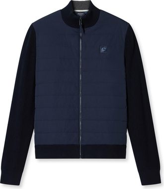 Olymp Hybridjacke OLYMP, Herren, Gr. XXL, blau (marine), Strick, Obermaterial: 70% Baumwolle, 30% Wolle, regular fit, Rippb&uuml;ndchen, Jacken Hybridjacke, mit 