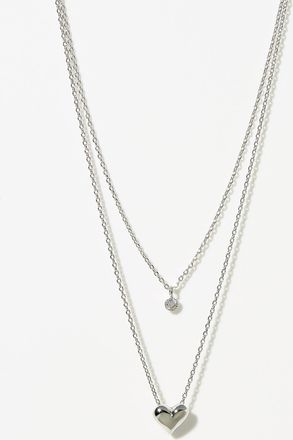 Simons Womens Minimalist heart two-row chain
