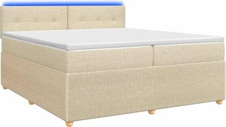 vidaXL Letto Box Spring Con Materasso Crema 200 X 200 Cm Tessuto Vidaxl