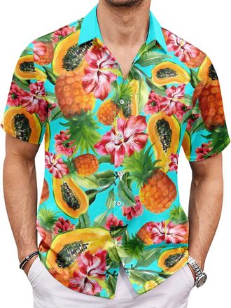 Generic Mens Hawaiian Shirt Short Sleeve Button Down Shirts Tropical Floral Summer Beach Shirts (UK, Alpha, XL, Regular, Regular, 31)