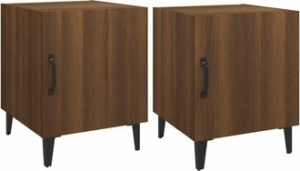 vidaXL Vidaxl - Mesita De Noche 2 Uds Madera Contrachapada Color Roble Marr&oacute;n