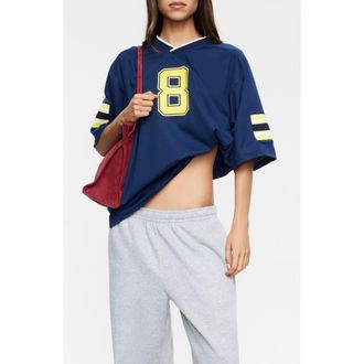 Lioness Beverly Graphic Mesh Jersey Tee in Navy at Nordstrom, Size X-Small