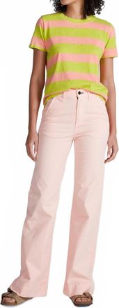 ASKK NY Classic Stripe Tee In Pink And Green Stripe