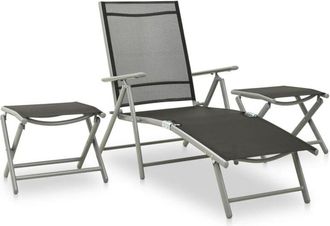 vidaXL Set De Muebles De Jard&iacute;n 3 Piezas Textilene Aluminio Plateado Vidaxl