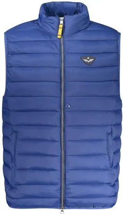 Armata Di Mare Mens Leather Biker Jacket With Zipper Detailing - Medium Blue Nylon - Size X-Large