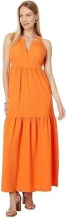 Calvin Klein Gauze Maxi Dress Womens Starburst Tiered Halter Neck FROG361