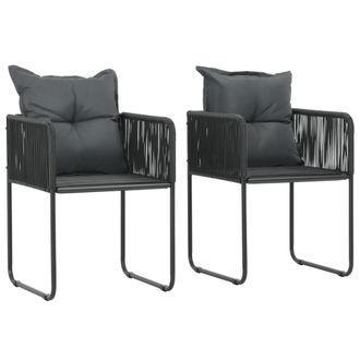 vidaXL Vidaxl - Sedie Da Esterno 2 Pz Con Cuscini In Polyrattan Nere
