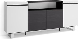 Skraut Home Skraut Home - Aparadores Para Sal&oacute;n, Gran Capacidad De Almacenaje, 200x87x35cm, 4 Puertas, Dise&ntilde;o Industrial, Estilo Moderno, Blanco Y Negro